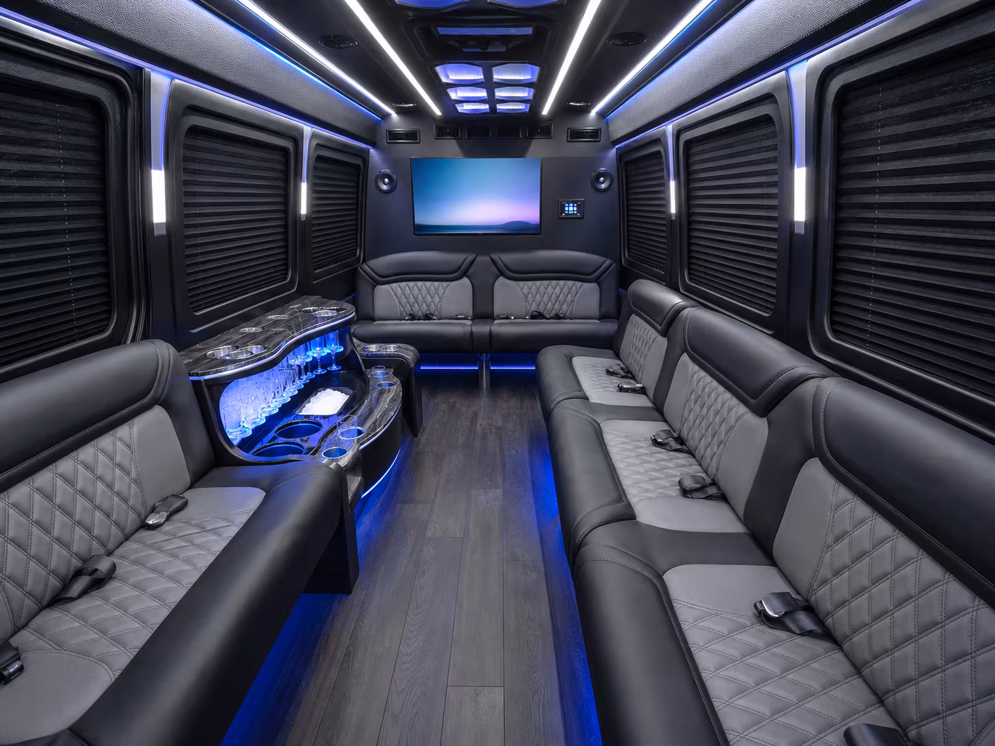 plymouth 30 passenger party bus inside